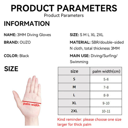 Men Women's 3Mm Neoprene Warm Wear-resistant Snorkeling Diving Gloves Non-slip Fishing Catching Fish Winter Swimming Gloves